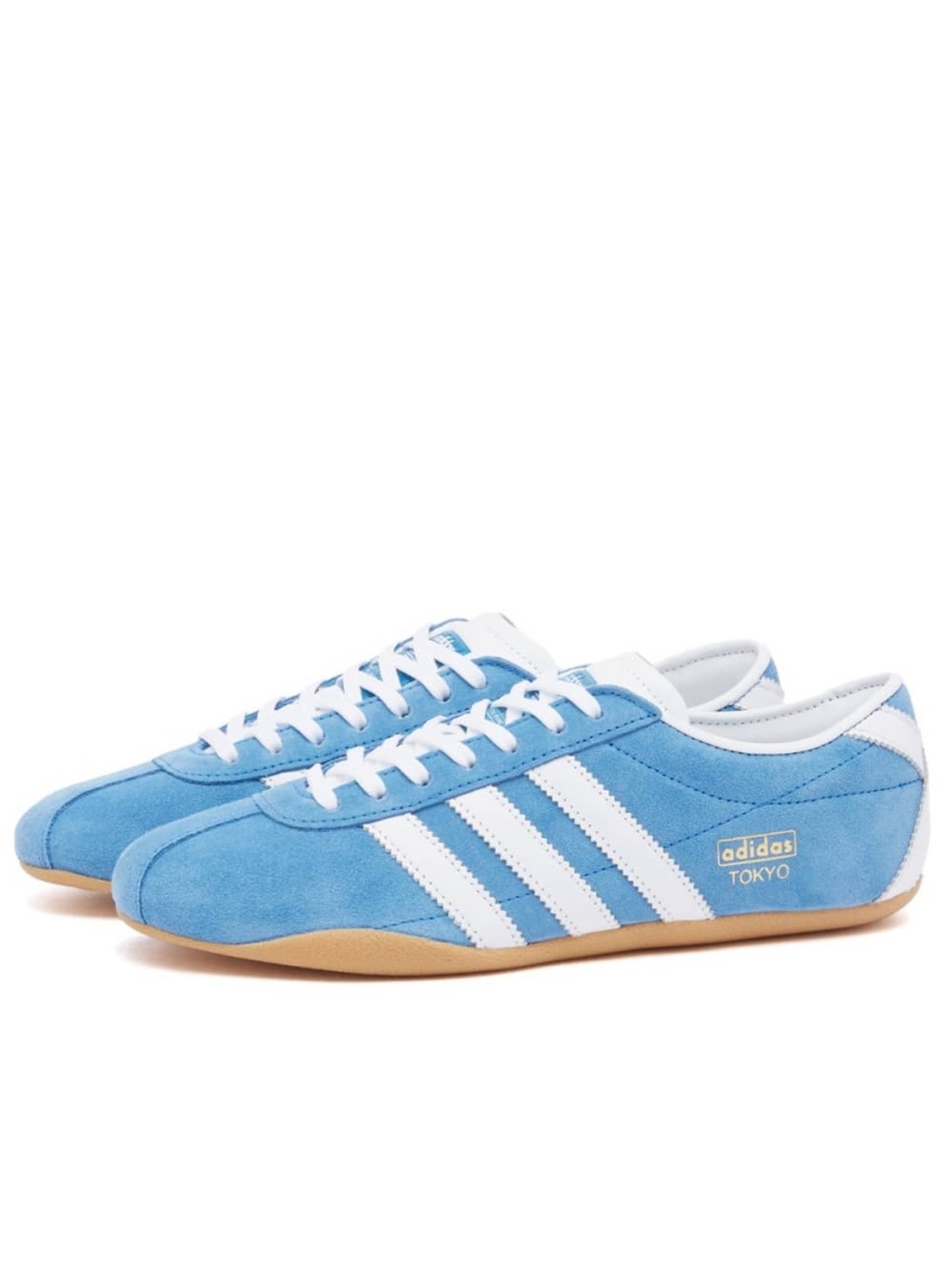 adidas Sky Blue Suede Tokyo Sneakers with White Stripes